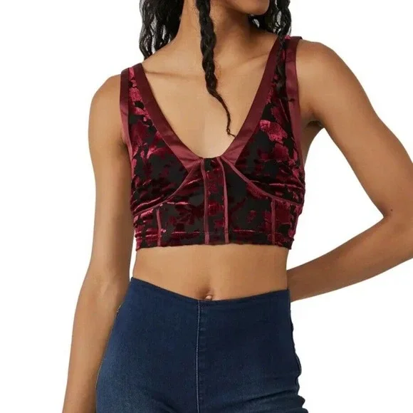 Free People Intimately Magic Hour Crop Top Velvet Burnout - Picture 8 of 8